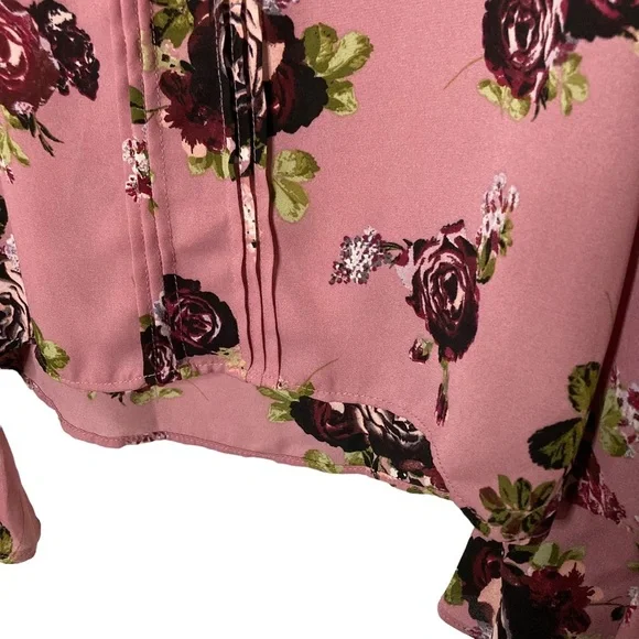 Takara Floral Semi-Sheer Cold Shoulder Blouse Top S - Picture 3 of 10